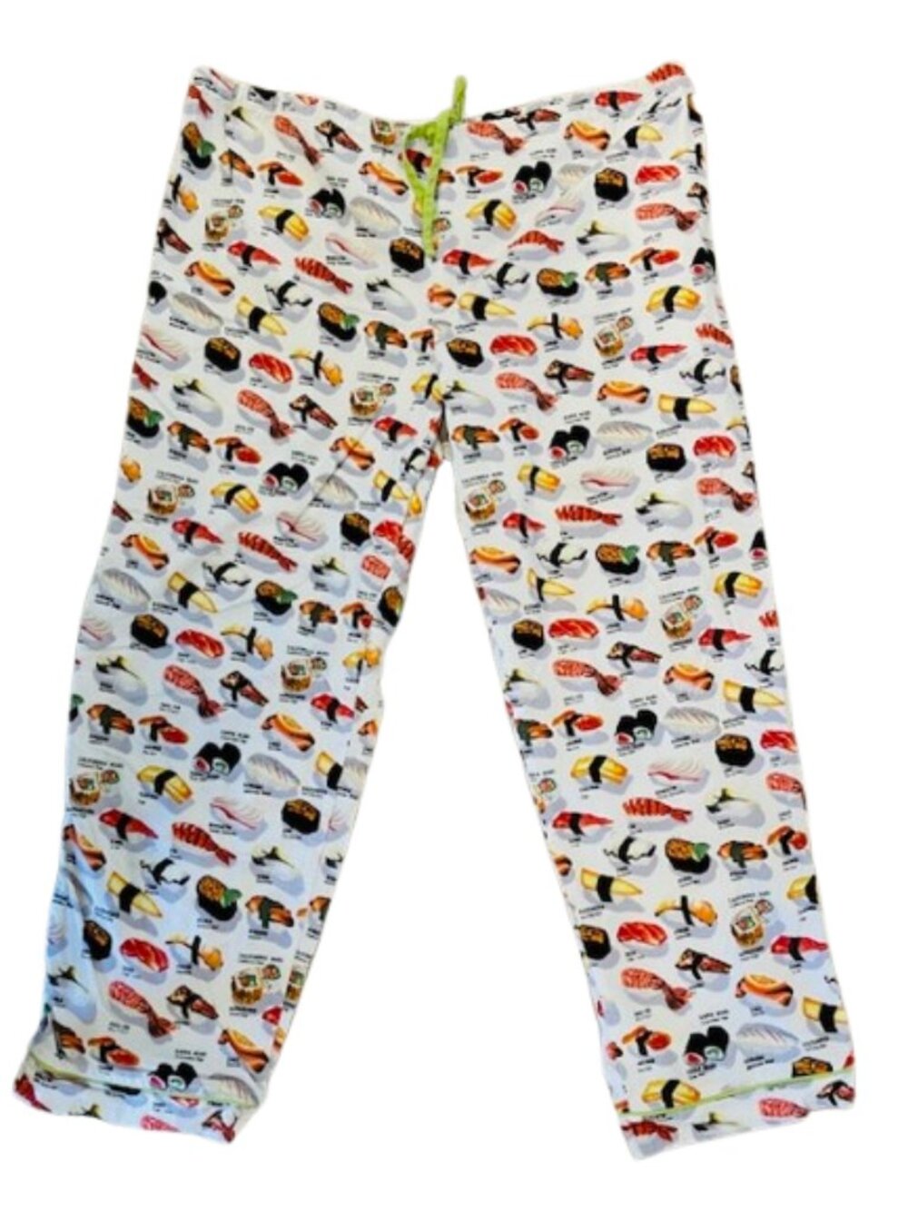 Women’s White Sushi Print Pajama Set - Classic Button-Down flannel 1x - Picture 4 of 8